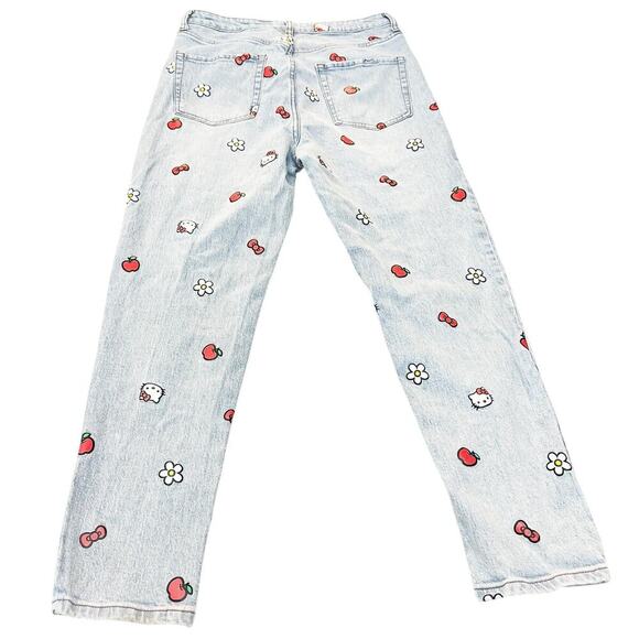 Hello Kitty x Sanrio Light Wash Straight Denim Jeans Cartoon Printed Zip Size 11 - Picture 3 of 9